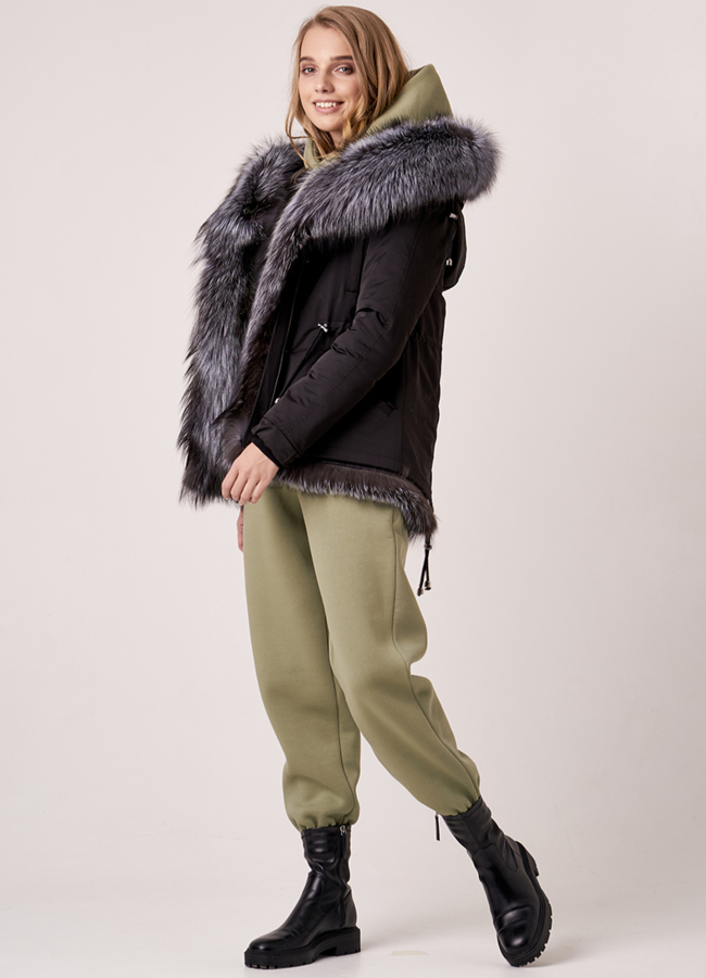 Укороченная парка с чернобуркой модель № 19096 универмаг малина