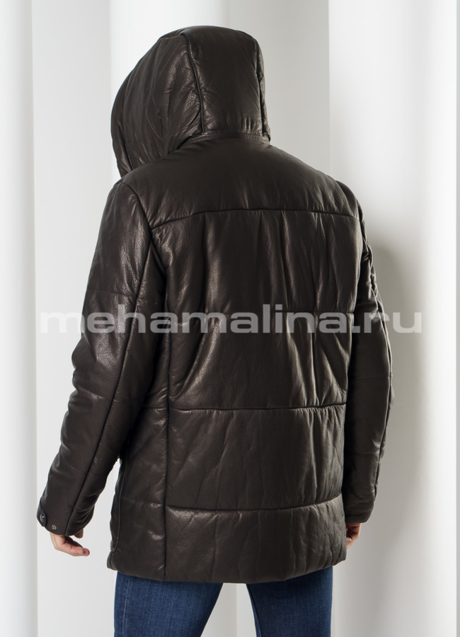Пуховик Perre из натуральной кожи  модель № ПМ-93 универмаг малина