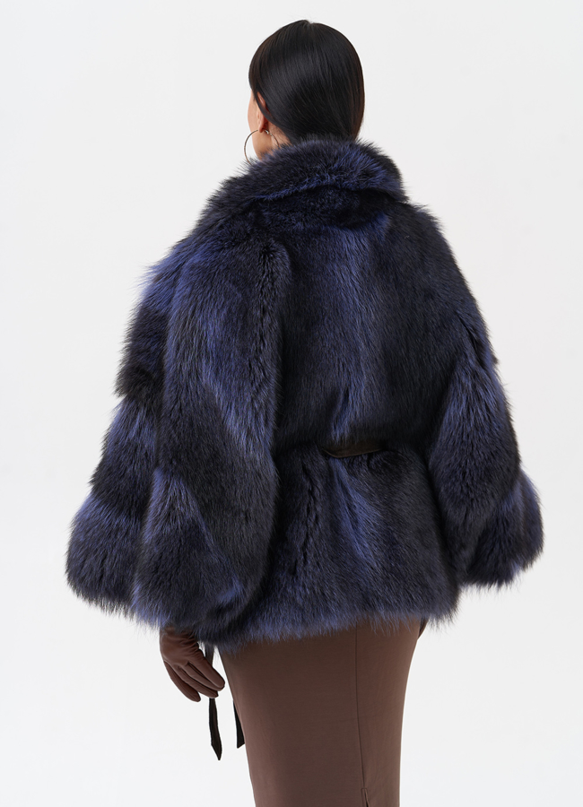 Шуба из енота с английским воротником модель № 29486 в кредит
