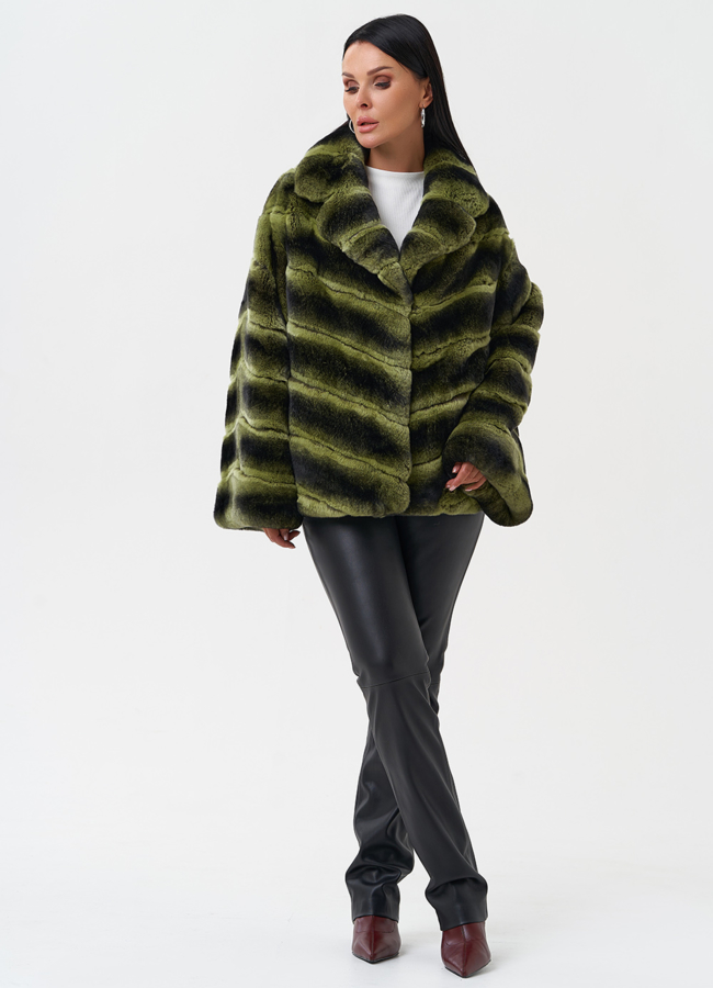 Шуба из меха кролика с английским воротником модель № 0810 универмаг малина