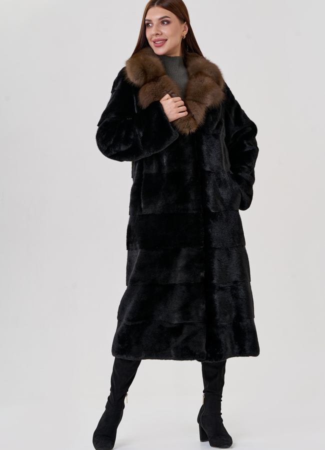 фото Шуба из норки с английским воротником  модель № 23090