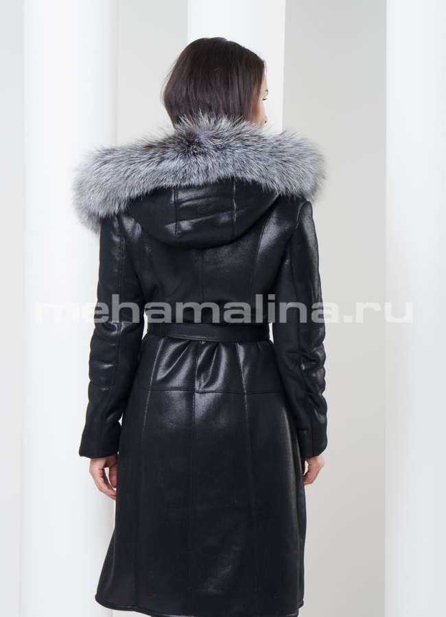 Дубленка с чернобуркой, цвет черный модель № D-144 в кредит