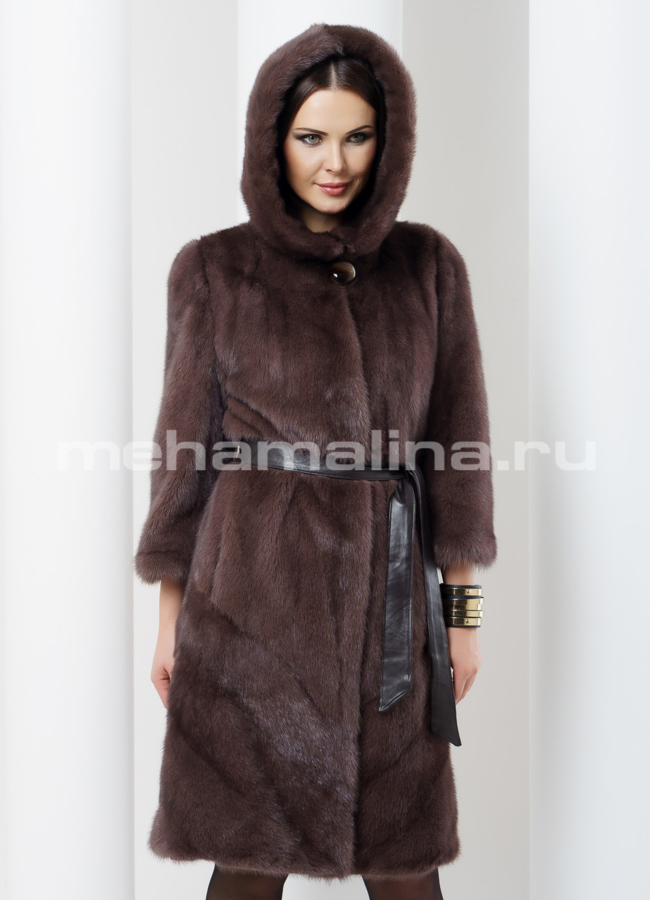 фото Шуба из норки с капюшоном модель № S-485