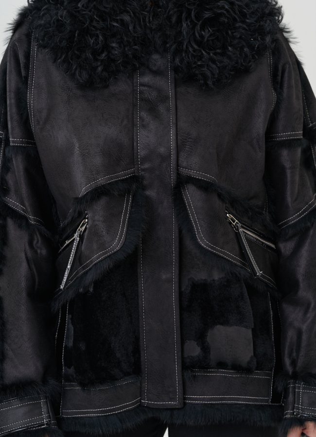 Куртка черного цвета с отложным воротником модель № 25546 универмаг малина