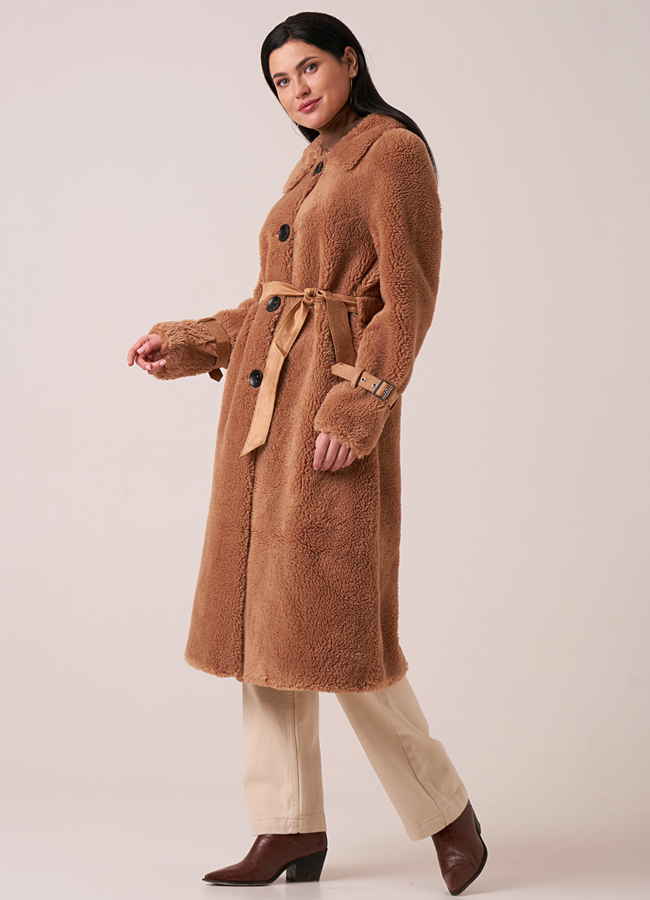 Длинная расклешенная шуба из эко меха модель № 9999 в рассрочку