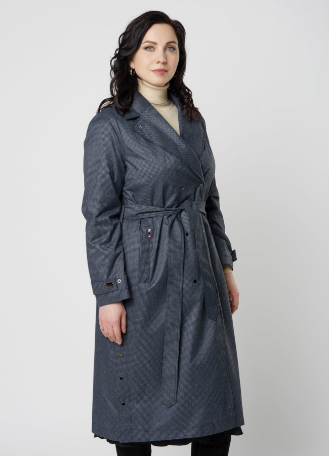 Плащ женский утепленный серого цвета модель № 20715 в рассрочку