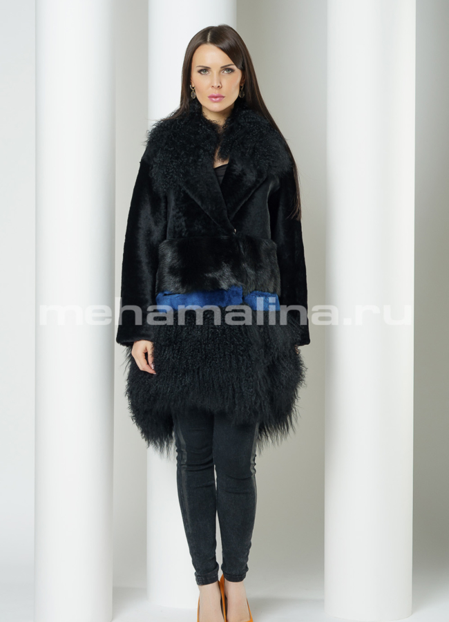 фото Дубленка из овчины с английским воротником модель № 3213