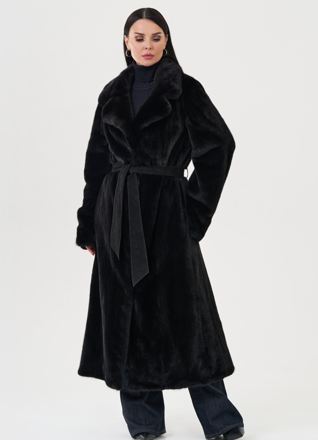 фото Шуба из меха норки с английским воротником модель № 24721