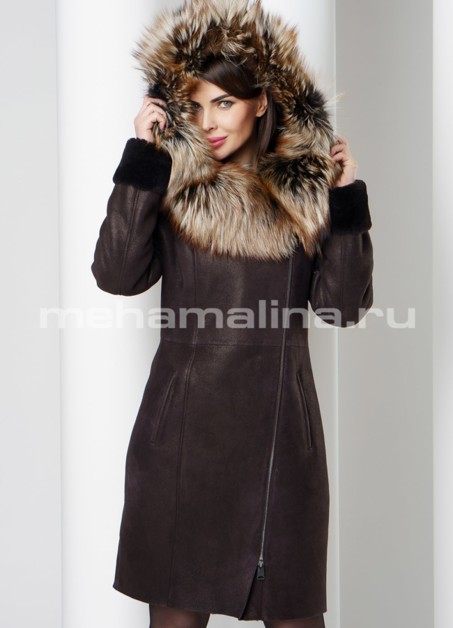 Дубленка с покрытием модель № D-202 универмаг малина