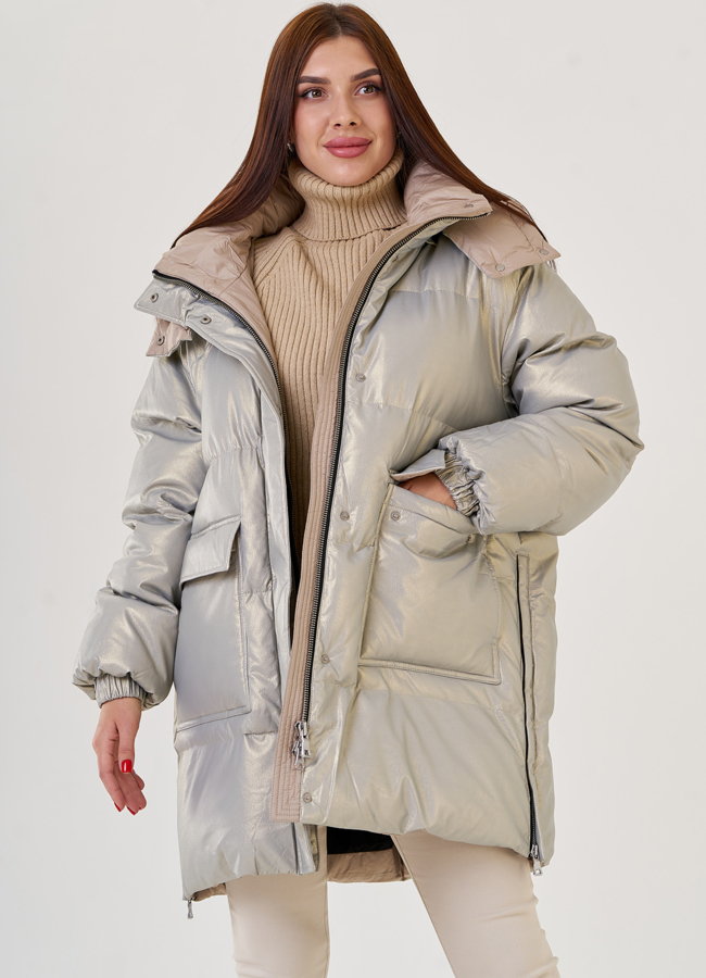 Женский эко пуховик свободного кроя Malina Siberian модель № 23438 универмаг малина