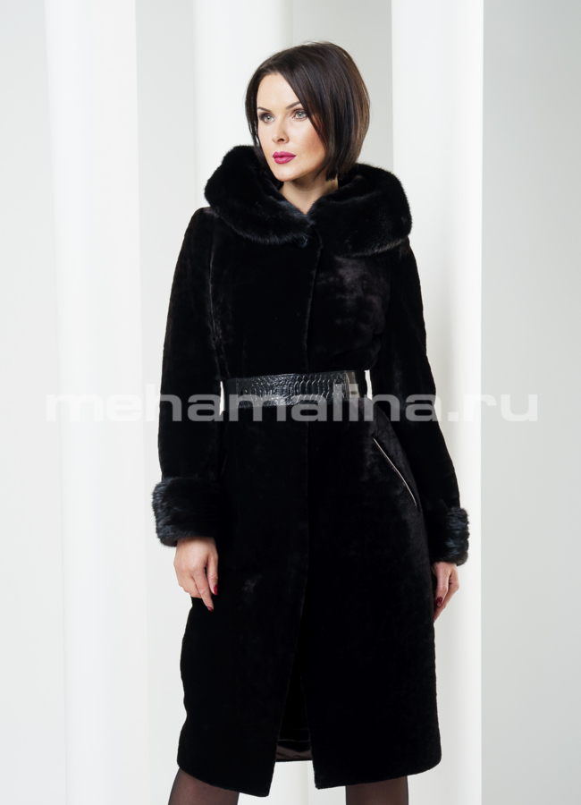 Шуба мутон, приталенная модель № S-213 в кредит