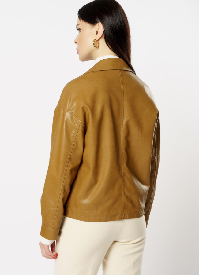 Куртка из эко кожи коричневого цвета модель № 20628 универмаг малина