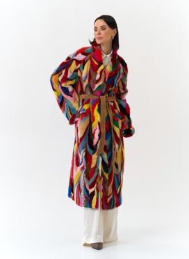 Норковая шуба в стиле пэчворк