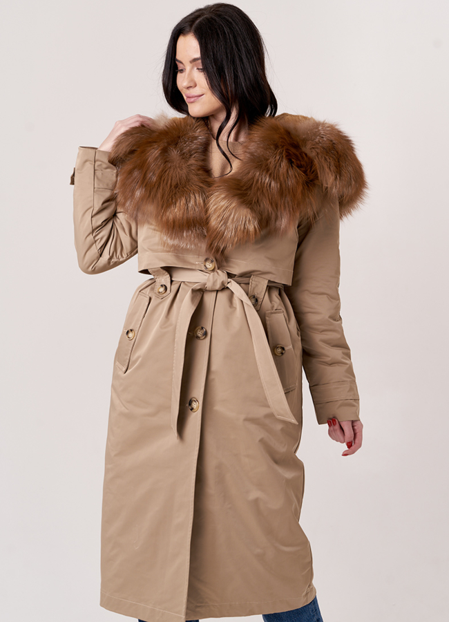 Парка в бежевом цвете модель № 21814 универмаг малина