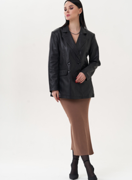 Пиджак черного цвета из эко кожи