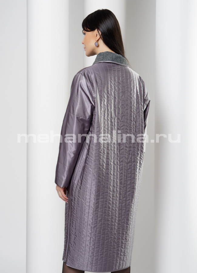 Стеганое пальто с поясом модель № 20081 в кредит