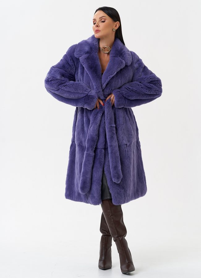 Шуба из меха кролика с английским воротником  модель № 28136 универмаг малина