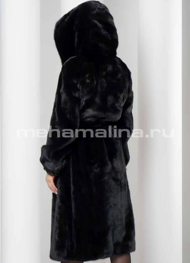 Норковая шуба с капюшоном модель № S-712 в кредит