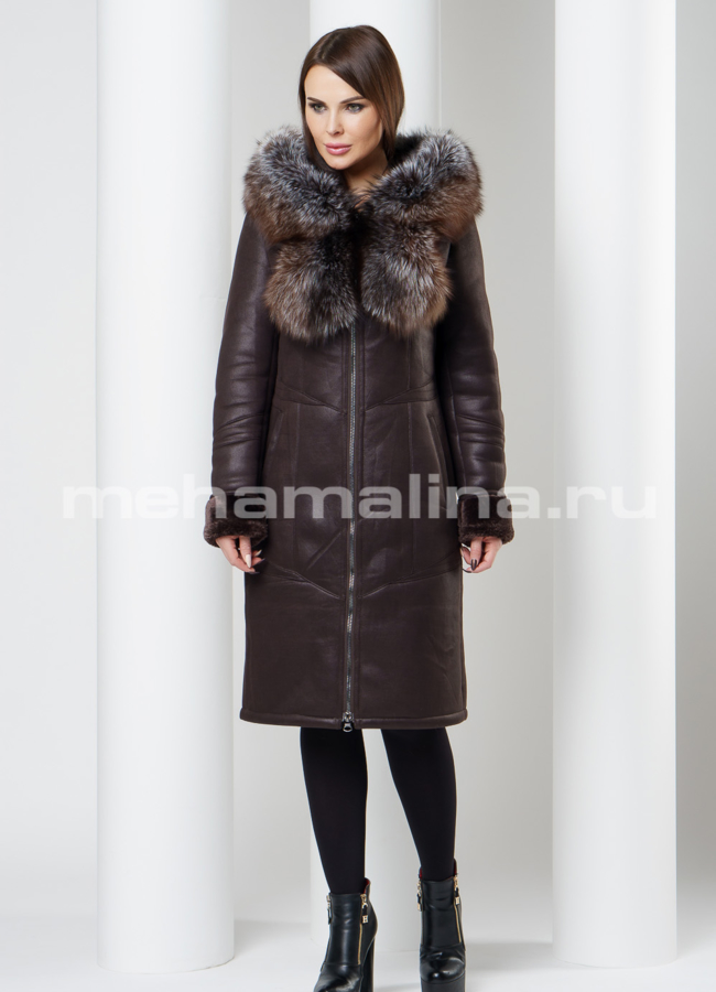 Дубленка с капюшоном модель № D-192 в рассрочку