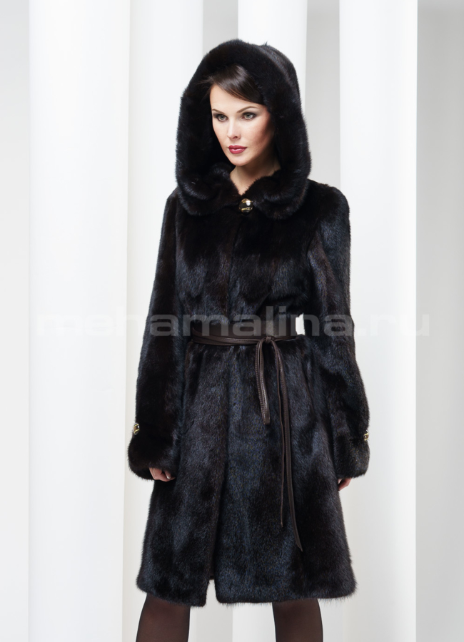 Шуба норка модель № S-167 меха малина