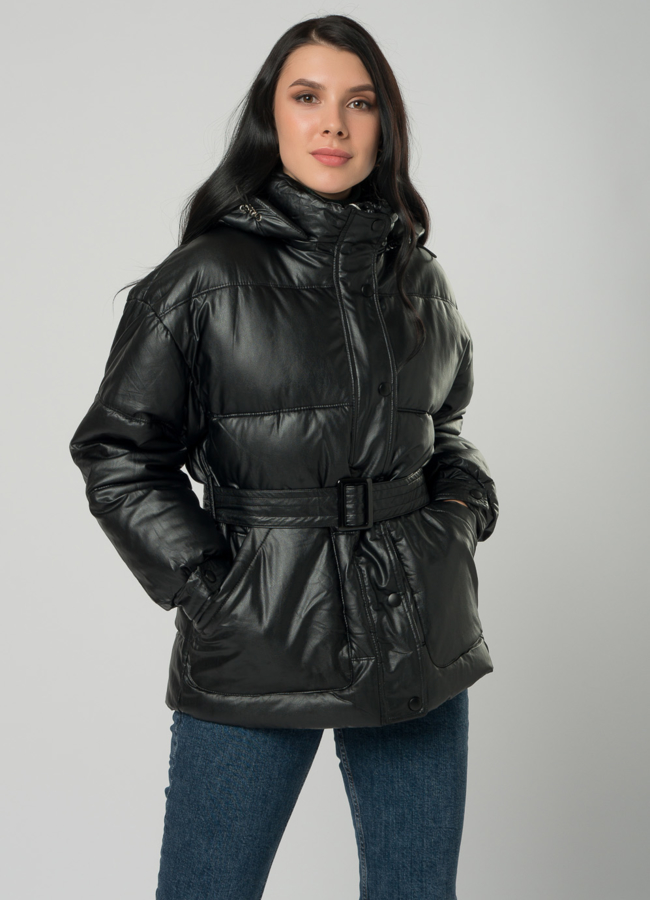 Теплая куртка из искусственной кожи модель № 73426 универмаг малина