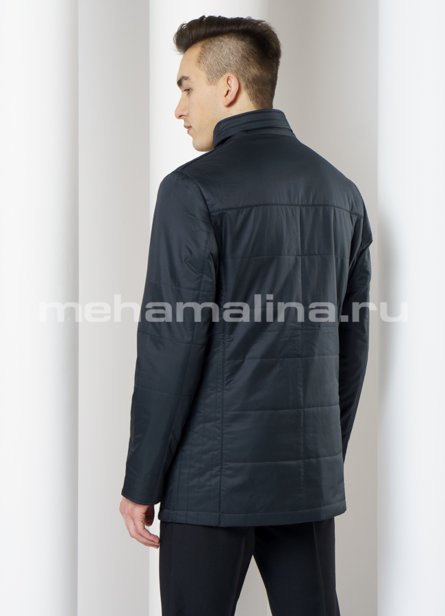 фото Куртка прямого силуэта темно-синего цвета модель № 8602