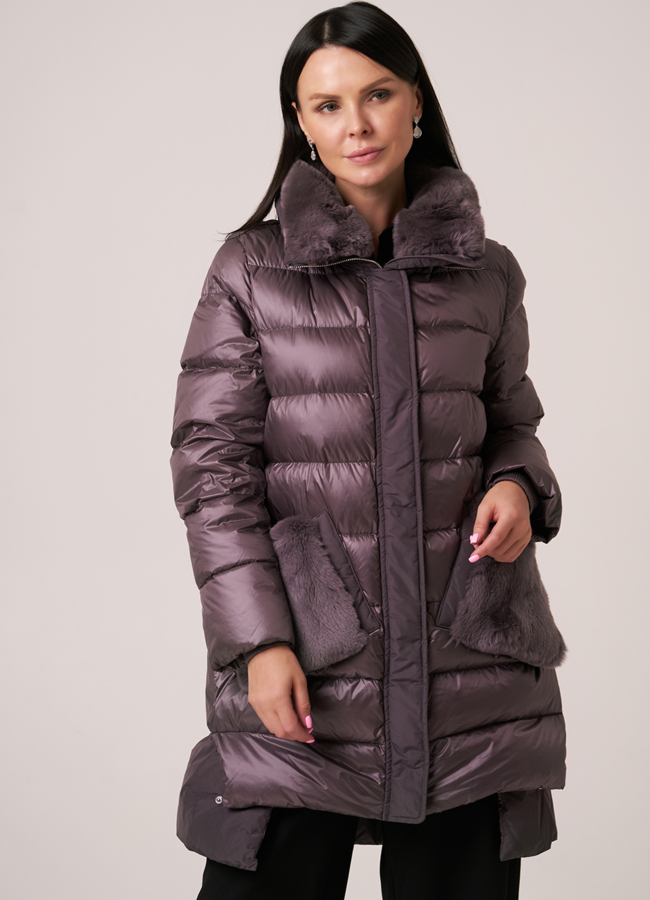 Пуховик DiegoM с меховой отделкой модель № Diego-M 758 меха малина
