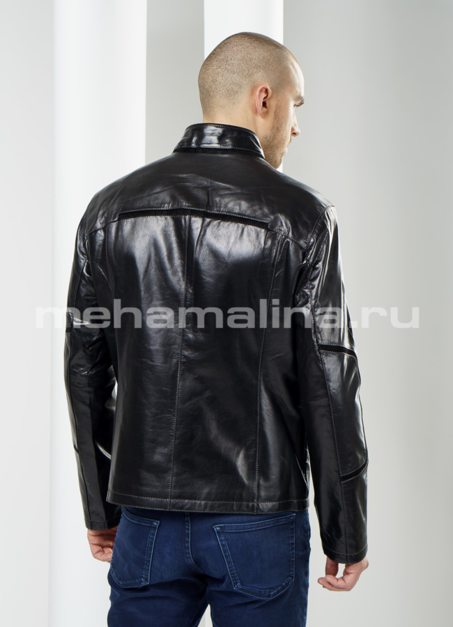 Кожаная куртка со вставками из замши модель № KP-86 универмаг малина