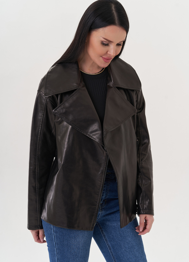 Кожаная куртка на молнии модель № 26846 универмаг малина
