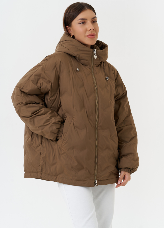 Женская куртка оверсайз с капюшоном модель № 27870 в рассрочку