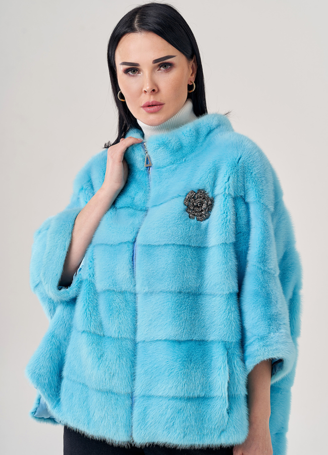 Свитер из норки в голубом цвете модель № 23116 универмаг малина