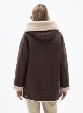 Женская удлиненная дубленка из эко кожи