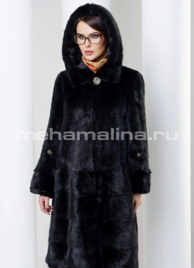 Норковая шуба модель № S-467 меха малина