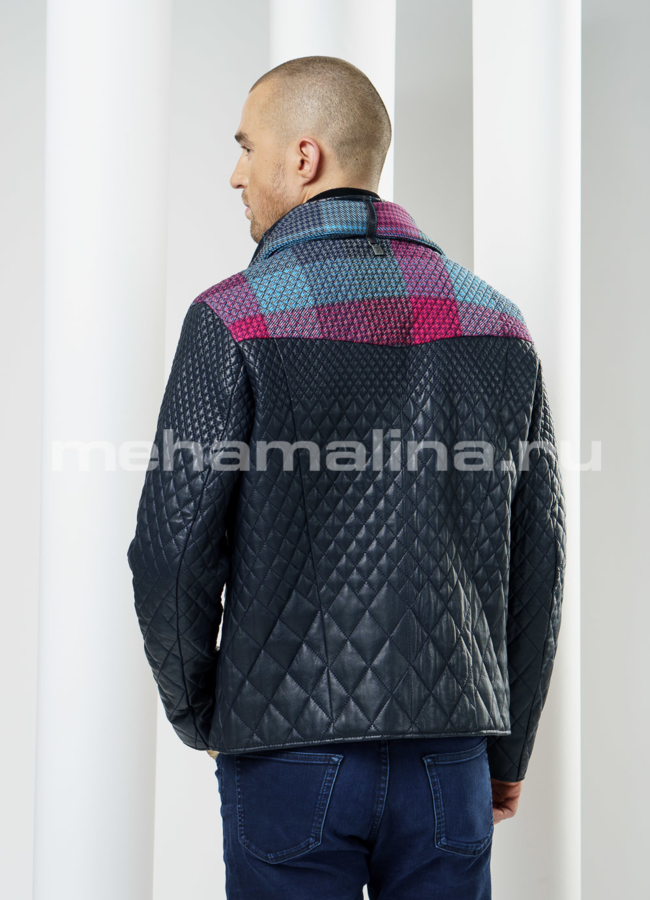 Кожаная куртка с декоративным шарфом модель № KP-109 в рассрочку Кожаная куртка с декоративным шарфом модель № KP-109 в рассрочку