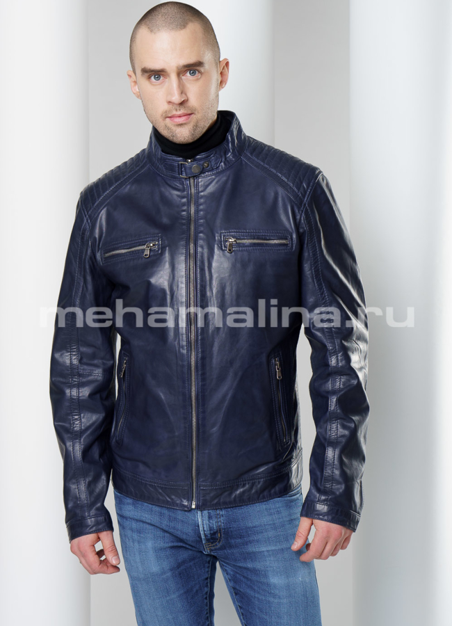 Мужская кожаная куртка модель № KP-221 универмаг малина