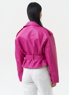 Куртка косуха из эко кожи розового цвета
