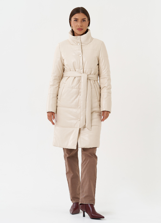 фото Пуховик из эко кожи на био пухе модель № 27704 фото Пуховик из эко кожи на био пухе модель № 27704