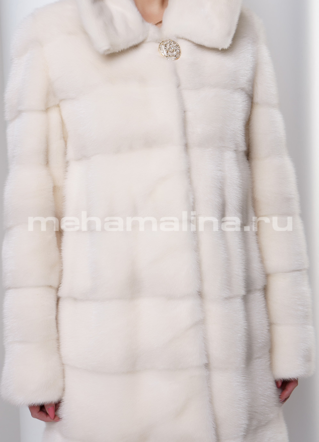 Белая норковая шуба модель № S-553 в рассрочку