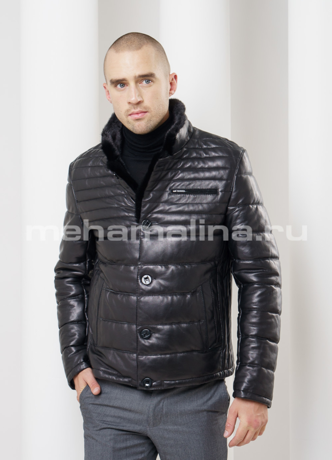 фото Кожаный пуховик модель № ПМ-58