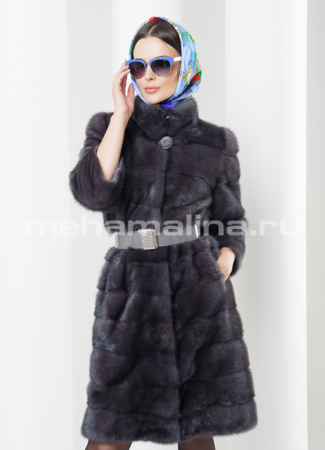 Шуба из норки, цвет графит модель № S-436 в рассрочку