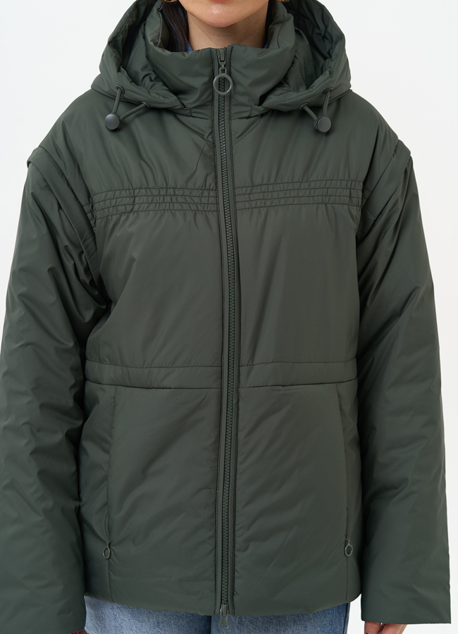 Женская утепленная куртка со съемными рукавами модель № 30010 универмаг малина