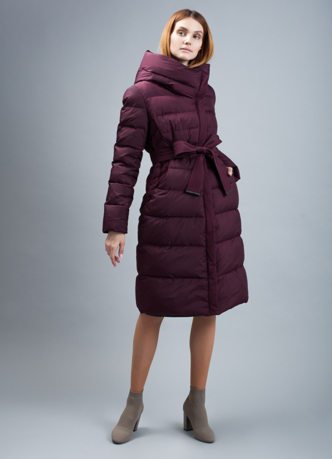 Пуховик зимний модель № П-339 меха малина