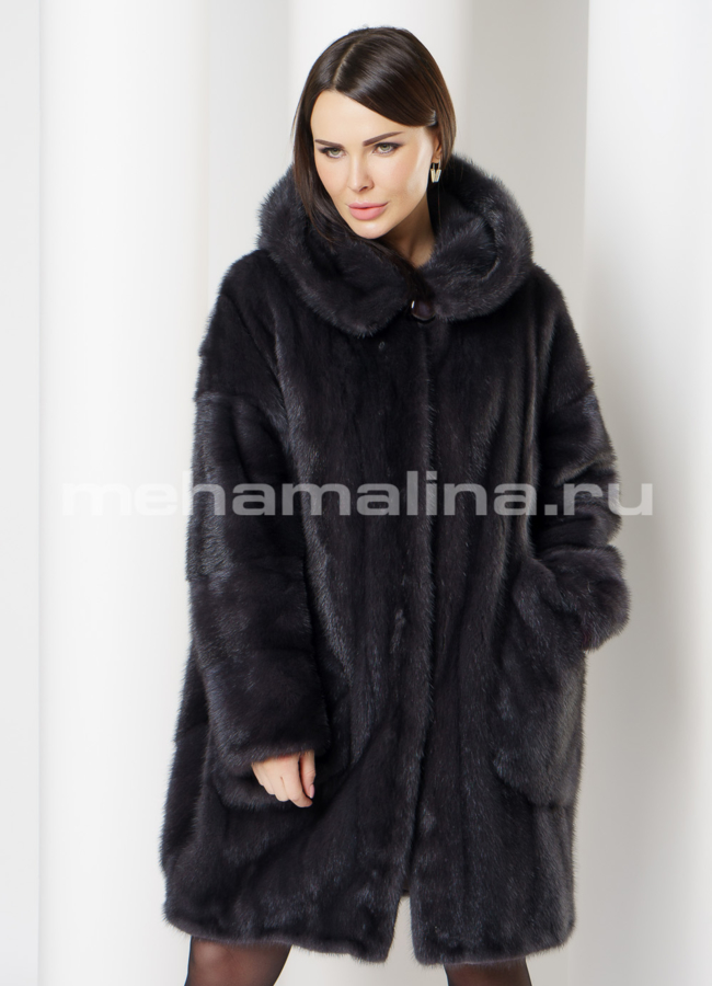 Шуба из норки oversize модель № S-691 универмаг малина