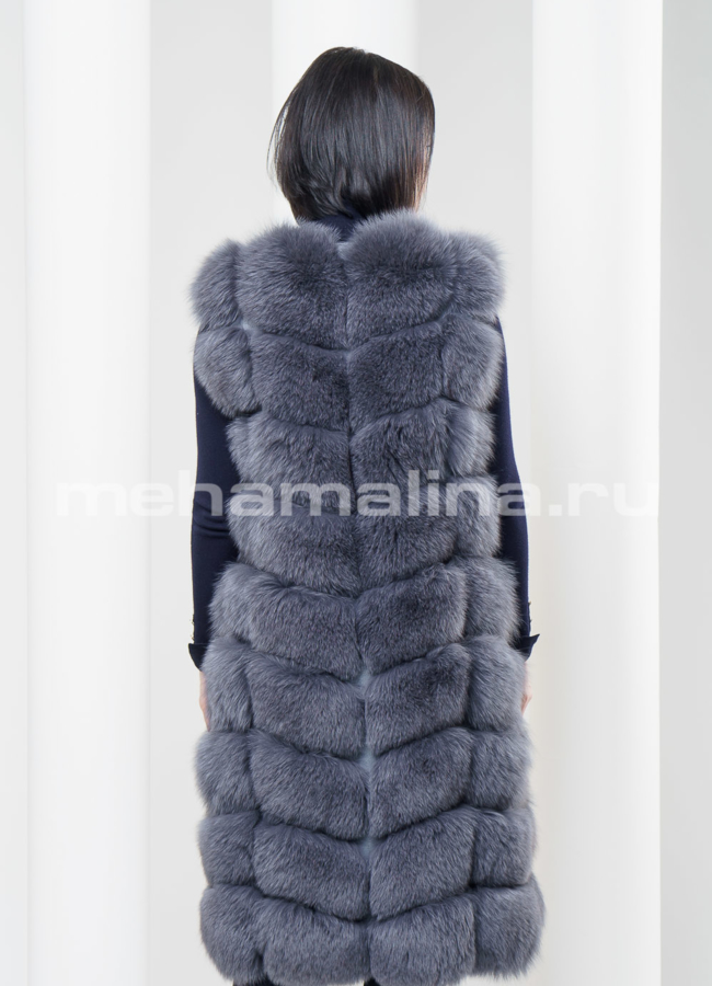 Длинный меховой жилет из песца модель № S-367 в кредит
