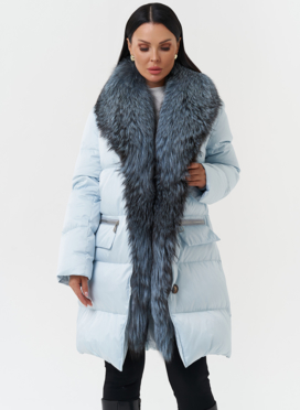 Пуховик с капюшоном из меха лисы