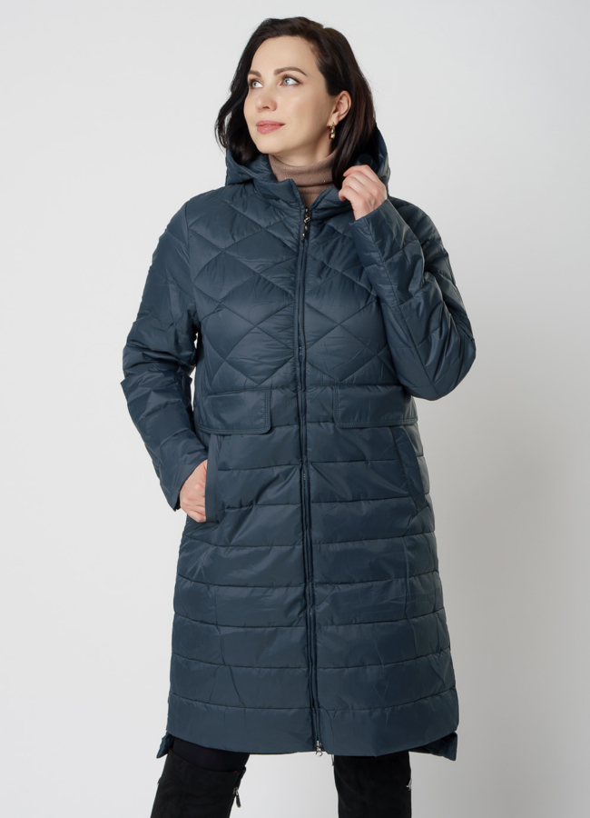 Женское демисезонное пальто зеленого цвета модель № 20596 в рассрочку