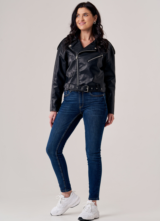 Куртка из эко кожи черного цвета модель № 2122 в рассрочку