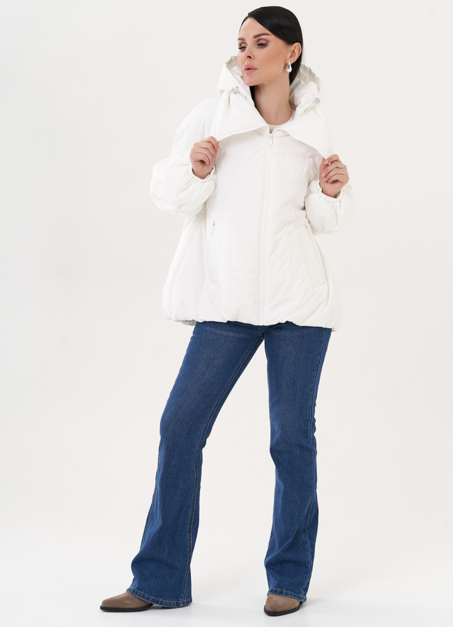 фото Куртка оверсайз белого цвета модель № 27013