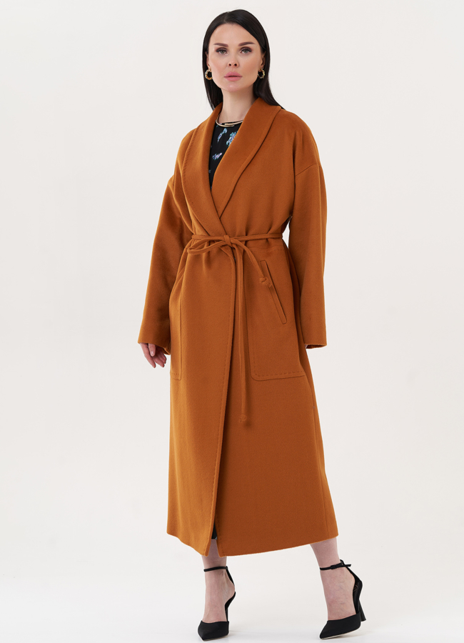 фото Длинное пальто с воротником шаль модель № 27101 фото Длинное пальто с воротником шаль модель № 27101