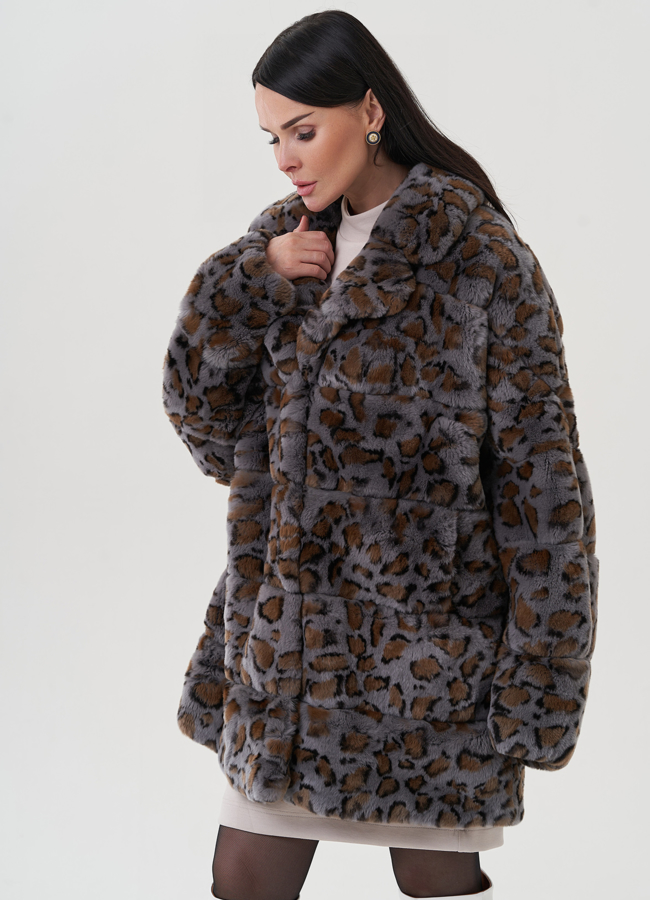 Шуба из меха кролика с английским воротником  модель № 25311 универмаг малина